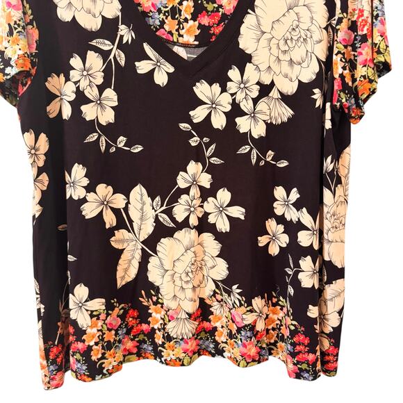Johnny Was The Redland Favorite Short Sleeve V-Neck Swing Tee Multi Floral Sz XL - Picture 7 of 11